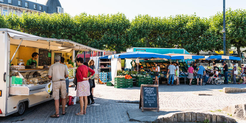 Market stalls at the organic market