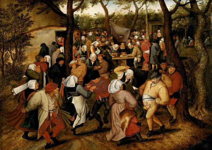 Schilderij Bruiloftsdans in de open lucht' van Pieter II Brueghel